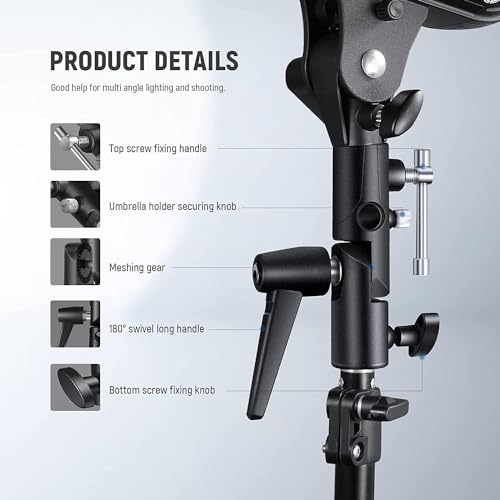 NEEWER Camera Flash Bracket H Type Mount with Umbrella Softbox Holder, 180° Swivel Adjustable Metal Light Stand Adapter with 1/4" to 3/8" Screw Adapter for Speedlite LED Light Stand Tripod (2 Pack) FB-1(2-Pack）