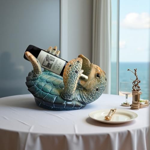 Sea Turtle Wine Bottle Holder Rack Countertop Beach Room Coastal Decor