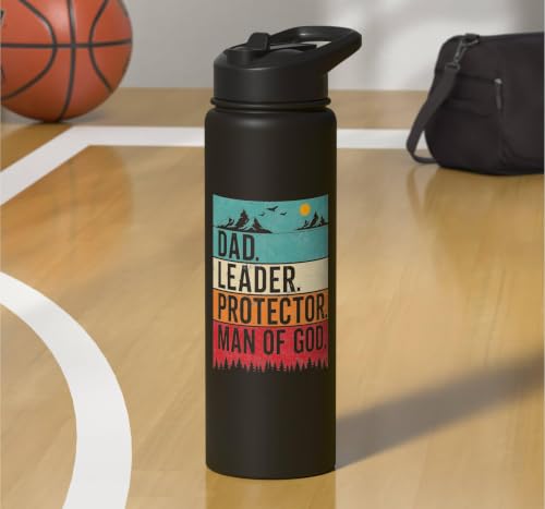 Dad Leader Protector Man of God Religious Father Retro Stainless Steel Insulated Water Bottle