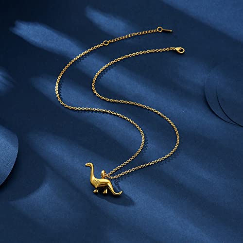 constantlife Cremation Jewelry for Ashes for Women Men Stainless Steel Urn Necklace Personality Dinosaur Pendant Keepsake Human Pet Memorial Gift Golden