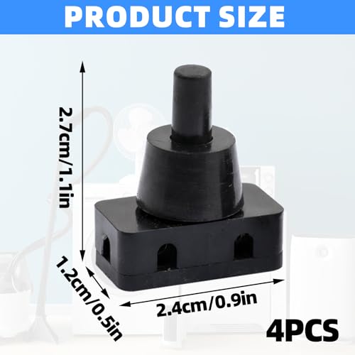Pack of 4 Built-in Pressure Switches, Mini Switch, 250 V 2 A, IP20 Suitable for Lighting Fixtures, Kitchen Appliances, Furniture, Sockets, Home Appliances, DIY Projects, Black