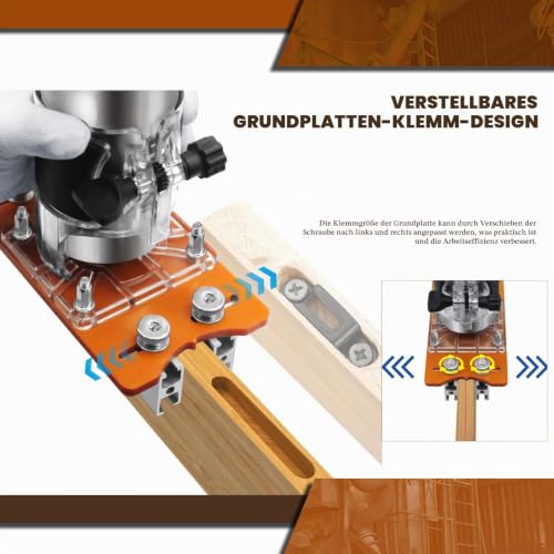 Wood Cutter Tool Slot Holder Set Wood Cutter Base Locator Set 2 in 1 Slot Base and Mounting Bracket for 64/65 mm Trimmer with Scale Milling Base Plate, One-Hand Milling Base Plate