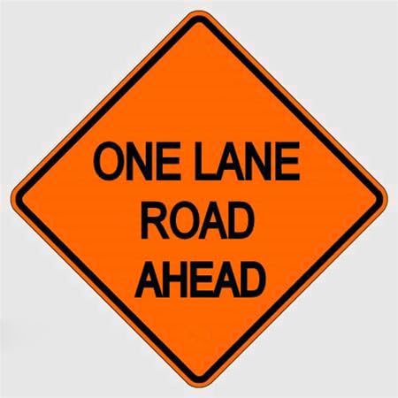 ONE LANE ROAD AHEAD Construction Sign Traffic Control Road Construction Metal Tin Sign 12 x 12 inch Warning for Industrial & Commercial Use (Z818)