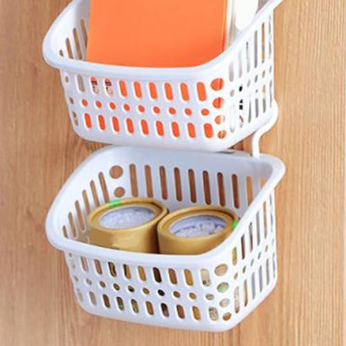 Aramox and Organized Hanging Shower Caddy, Plastic Draining Holes Multifunctional Storage Basket with Simple Design for Bathroom Kitchen (White) White
