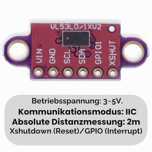 5PCS VL53L0X ToF Sensor, VL53L1X V2 Flight Time Laser Distance Sensor Breakout Module 3-5V I2C IIC for Arduino, ESP32