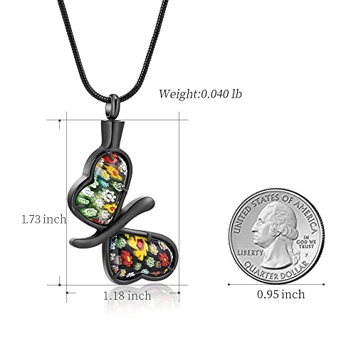 Minicremation Cremation Jewelry for Ashes - Memorial Keepsake for Beloved's Ashes Urn Pendants Butterfly Cremation Necklace for Ashes for Women Black