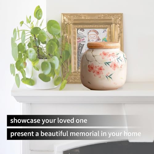 Small urn Ashes Keepsake - Flowers Ceramic urn for Humans， Funeral Memorial 3 inches urns for Adults, Child, Pets， Hold 10 Cubic inches -Qnty 1