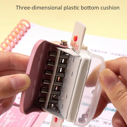 Vvikizy pink 26-hole puncher for A4, B5 and A5 loose-leaf paper, compact manual punching machine