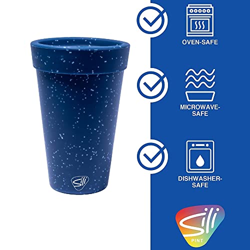 Silipint: Silicone 16oz Coffee Tumblers: 2 Pack Blue Speckled - Unbreakable Cups, Reusable, Sustainable, Flexible, Hot & Cold Drinks