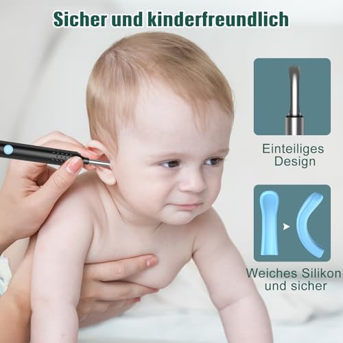 Earwax Remover Otoscope, LMECHN 1080P Ear Cleaner with 6 LEDs, Wifi Ear Cleaner with 6-Axis Gyroscope, IP67 Waterproof Ear Cleaning for iPhone, Android, iPad, Black