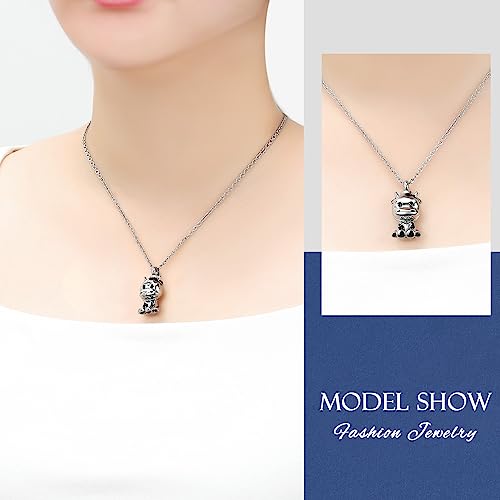 constantlife Cremation Jewelry for Ashes Stainless Steel Cute Cow Urn Necklace Memorial Pendant Human Pet Ash Holder Keepsake Gift for Women Men Silver