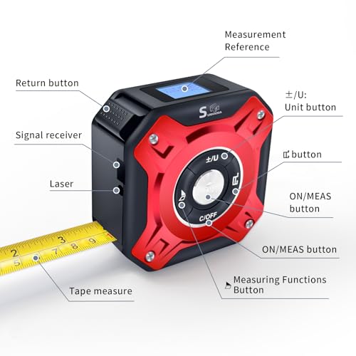 SUNHAIXIA 2-in-1 laser tape measure with level, 131ft/40M measuring range