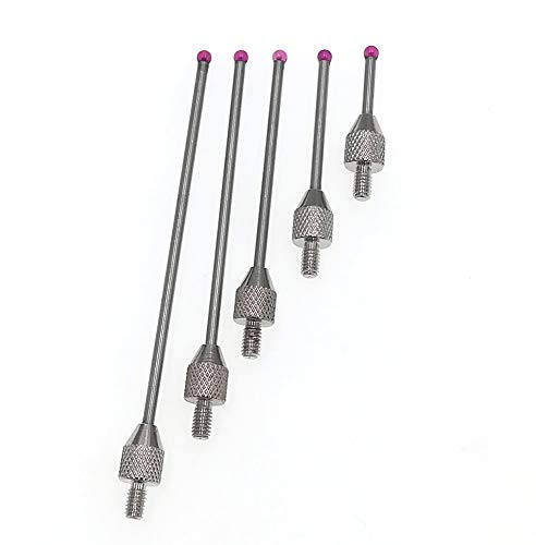 SUXING Measuring Inserts for Dial Indicators, Ruby Diameter 2mm, Length 10/20/30/40/50mm, Thread M2.5, Ruby Ball