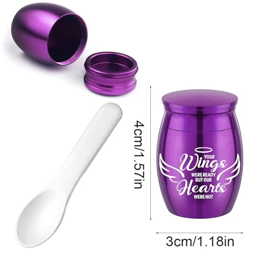 Small Keepsake Urns for Human Ashes Angel Wings Cremation Urns for Ashes 4 Piece Stainless Steel Funeral Memorial Ashes holder-Your Wings Were Ready, But My Heart Was Not (Silver 4pcs) Silver 4pcs