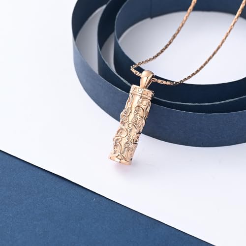 Butterfly Cylinder Urn Necklace Cremation Ashes Jewelry for Women Men Rose gold