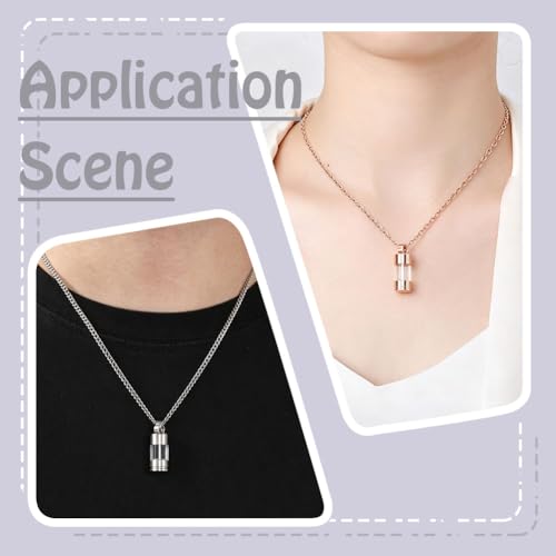 2Pcs Vial Necklace Glass Ashes Holder Urn Necklaces Clear Column Tube Vial Cremation Gold Stainless Steel Charms for Women Men Urns Locket Pendant Container Keepsake Memorial Jewelry