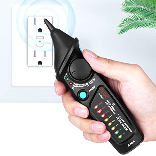 GZCRDZ AVD06 Non-Contact Voltage Tester AC 12-1000V Test Pin Power Socket Live Wire Check Dual Mode with 8 LEDs (Black) black