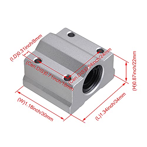 SC8UU Linear Motion Ball Bearing CNC Slide Bushing 34.5mm Length Pack of 4