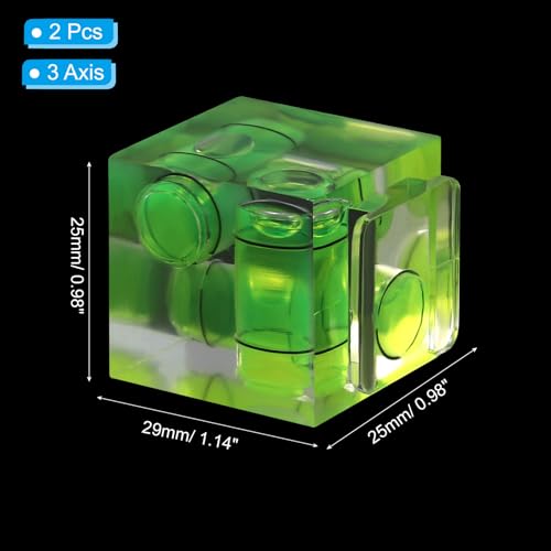 PATIKIL Camera Hot Shoe Cover Level, 2 Pcs 3 Axis Hot Shoe Bubble Spirit Level Standard Flashlight Protector Compatible for Nikon for Fujifilm for Pentax Universal DSLR/SLR Camera, Green