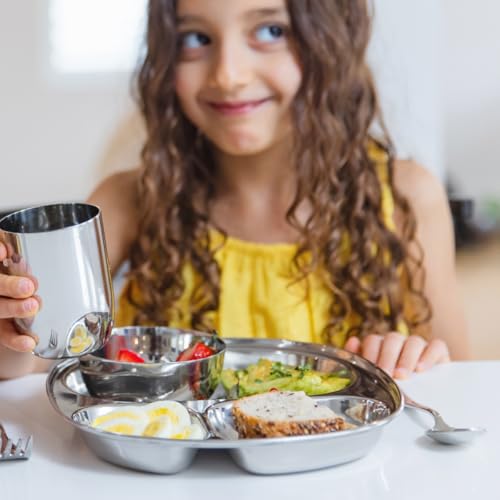 Ahimsa Stainless Steel Kids Dinnerware Set, Classic Stainless, 5-Piece Set Classic Stainless / 5 Piece Set