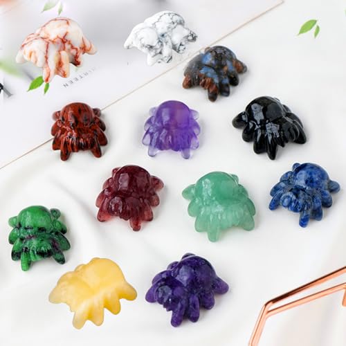 Erliway 1.2" Purple Fluorite Crystal Spider Figurine Animal Statue