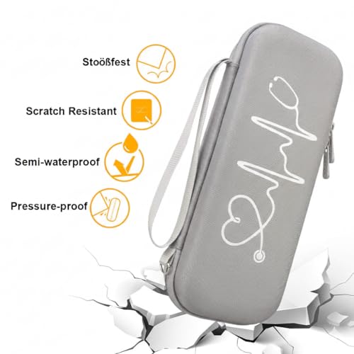 Stethoscope Case Hard Shell EVA - Stethoscope Bag/Case, Protective Case with Zip & Mesh Compartment, Portable for Doctors, Nurses, Medical Students & Emergency Services, Grey