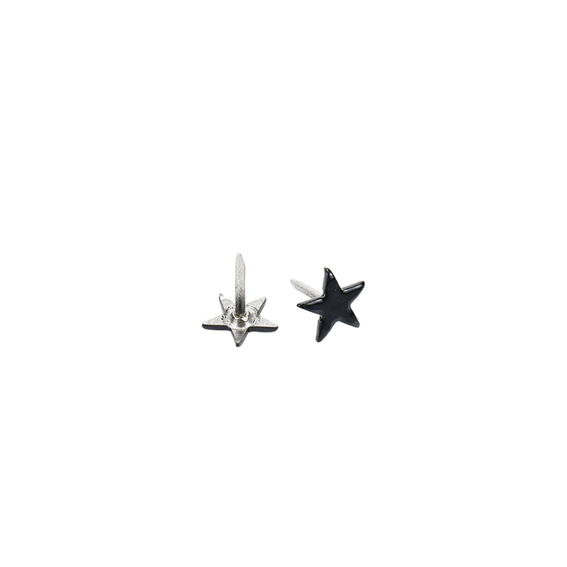 [Australia - AusPower] - 100Pcs Upholstery Tacks,7/16-inch Diameter Nailhead Decorative Trim for Furniture,Stars-shaped Furniture Nails Pins Kit,Black(11×13mm) Black 