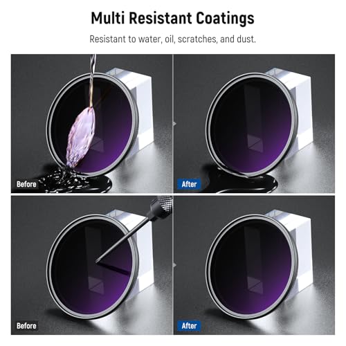 NEEWER 72mm Variable ND Filter ND2-400 (1-9 Stops) with 3X Cleaning Cloth, Adjustable Rotating Variable Neutral Density Camera Lens Filter with Multicoated Optical Glass for Exposure Balance