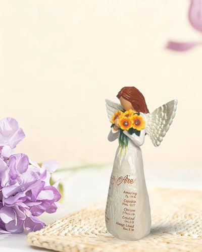 Sunflower Gifts for Women, Sunflower Angel Statue with Bible Verse