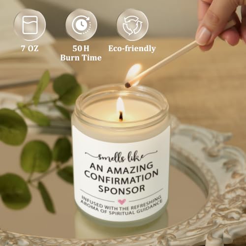 Confirmation Sponsor Gift for Women Men, Catholic Confirmation Sponsor Appreciation Gift, Christian Gifts for Women, Religious Thank You Gifts, Lavender Scented Candle