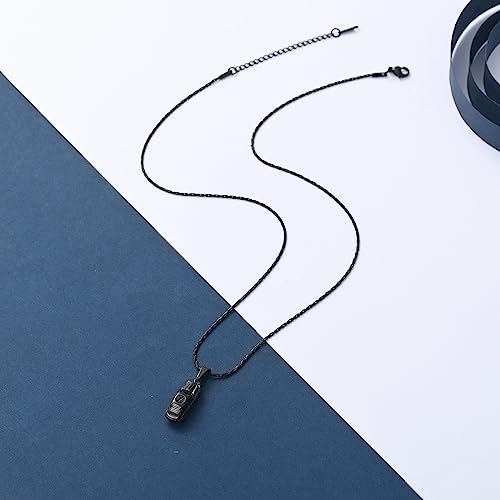 constantlife Small Car Cremation Jewelry for Men Women Urn Necklace for Ashes Stainless Steel Mini Human Pet Ashes Memorial Pendant Black