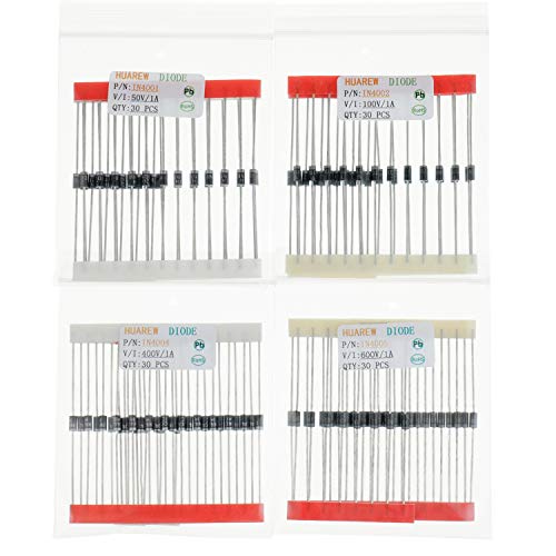 12 Values 300 Pieces Rectifier Diode 1N4001 1N4002 1N4004 1N4005 1N4007 1N5404 1N5406 1N5408 Schottky Diode 1N5817 1N5818 1 1 N5819n5Switching Diode 1N4148 Classification Kit
