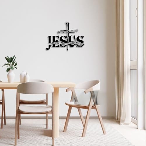 Cross Jesus Truth Metal Wall Decor - Religious Spiritual Faith Room Decor Black Wall Art Home Decor for Living Room, Bathroom, Bedroom, Dining Room, Church (Black)