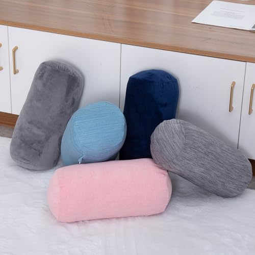 1 MIDDLE ONE Bolster Pillow with Removable Velvet Cover, Round Cylinder Neck Roll Pillow for Head, Back, Leg Support, Decorative Bed and Couch Pillow 16 x 6 Inches (Grey) Grey 16 inch