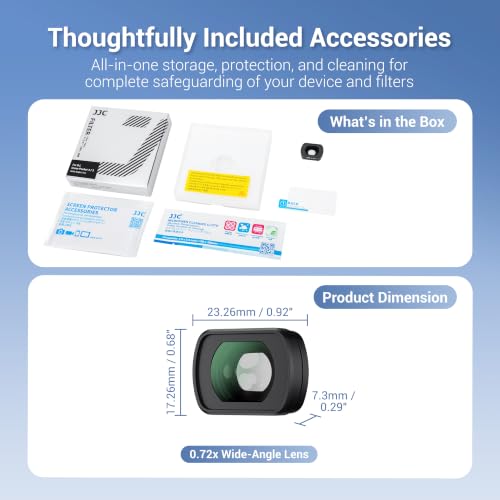 JJC Wide Angle Lens for DJI Osmo Pocket 4 3 / Xtra Muse,Widen Lens View
