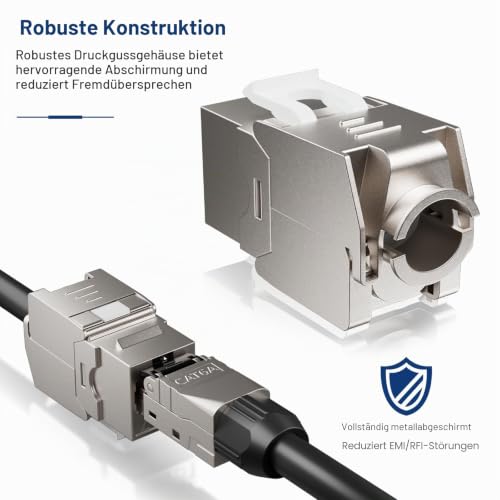 4x CAT7 Keystone RJ45 Module Socket - Tool-Free LSA Insulation Terminal for CAT7/CAT6a/CAT6 Installation Cable, 10 Gbit/s 1000 MHz, Fully Shielded STP (AWG 22-24) - For Patch Panel & Network Socket 4 Pack