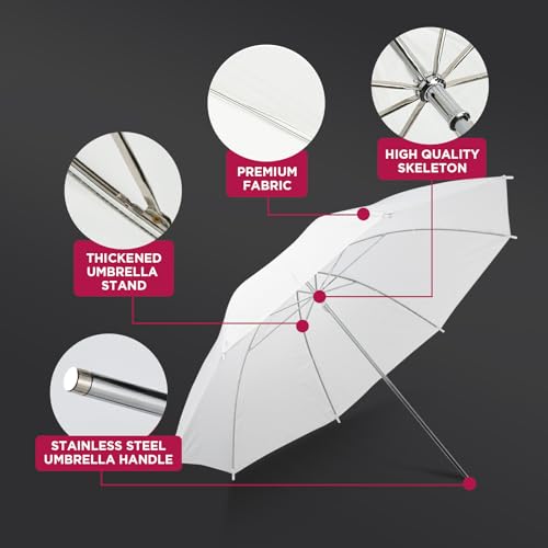 [4 Pack] Photography Umbrella Lighting Kit,43" & 33" Translucent White Soft Umbrella & Silver Reflector Umbrella KIt for Studio/Outdoor Photo and Video Lighting Accessories, Whole Set for Photography… 1*33"White+1*33"Black+1*43"White+1*43"Black
