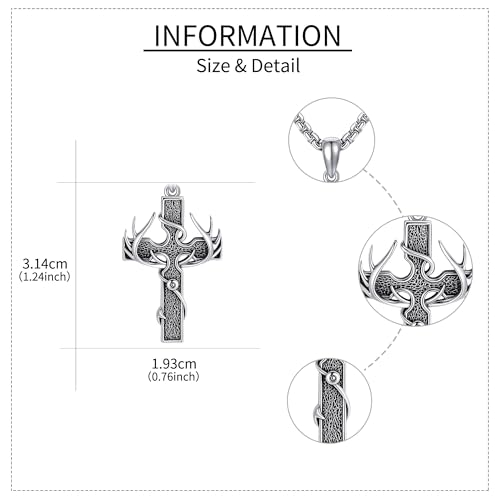 Thorn Crown/3D/Orthodox/Jerusalem/Crucifix Jesus/Baphomet Cross Necklace 925 Sterling Silver Cross Necklace for Men Religion Jewelry for Men Fishing