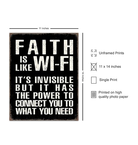 Religious Home Decor LARGE 11x14 - Inspiration Bible Verse Artwork - Religious Wall Decor for Men - Motivation Quotes - positive affirmation - Faith Wall Art - spiritual Gifts - Psalm 91 - Unframed 11"L x 14"W