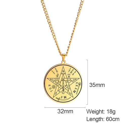 Tetragrammaton Pentagram Necklace for Men Women Tetragrammaton Keychain Pentagram Protection Amulet Pagan Wicca Jewelry gold