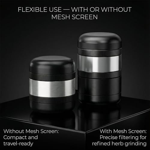 Viberium Metal Grinder 2.3 Inch - Herb Grinder, 4 Piece Grinders, Crusher Black Silver