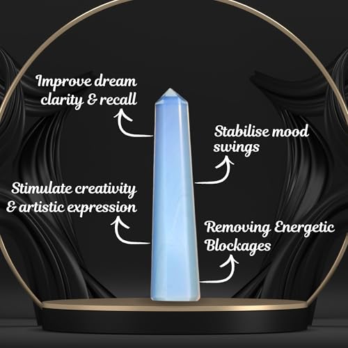 Jet Opalite Obelisk Tower (Approx. 3–3.5 Inch) – Polished Milky Iridescent Crystal Decorative Tower for Home & Office