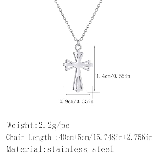 Cross Pendant Stainless Steel Necklace for Women Men Christian Jesus Chain Necklaces Religious Jewelry Gift Silver