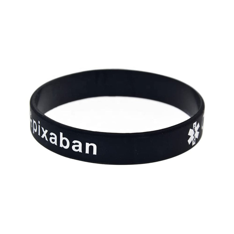Apixaban 2pcs Medical Alert Bracelet Blood Thinner Blood Clot Silicone Bracelet Large 20cm 2 x Black