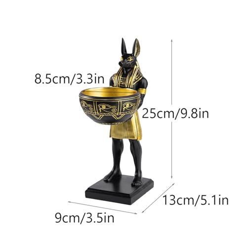 Anubis Statue with Bowl – 10” Resin Ancient Egyptian Egypt Decor