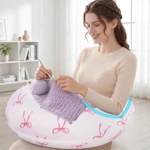 Crafting Pillow for Crocheting, Crochet Pillow for Lap Support, 12 Fun Print Styles, Ergonomic Arm Support, For Bed, Floor, Chair Comfort, Pain Relief and Fatigue for Gaming and Woking (Bow Tie) Bow Tie
