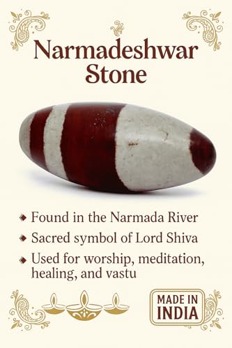 Certified Narmadeshwar Shivling | Sacred Narmada Stone Shiva Lingam Banalinga for Temple & Home | Rare Healing Crystal from Narmada River India – Spiritual Hindu God Idol (4 Inch) 4 Inch