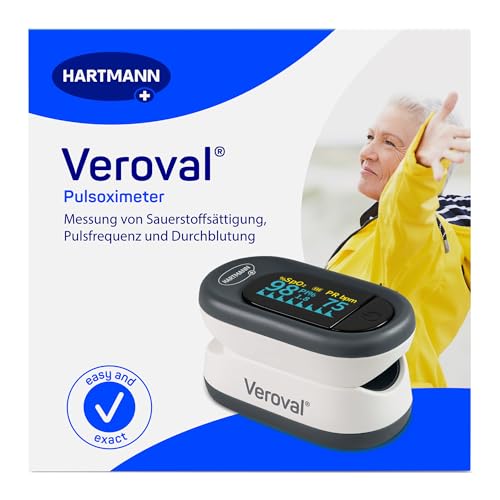 Veroval Pulse Oximeter | 1 piece, oxygen saturation measurement, pulse rate and infusion index, adjustable and comfortable