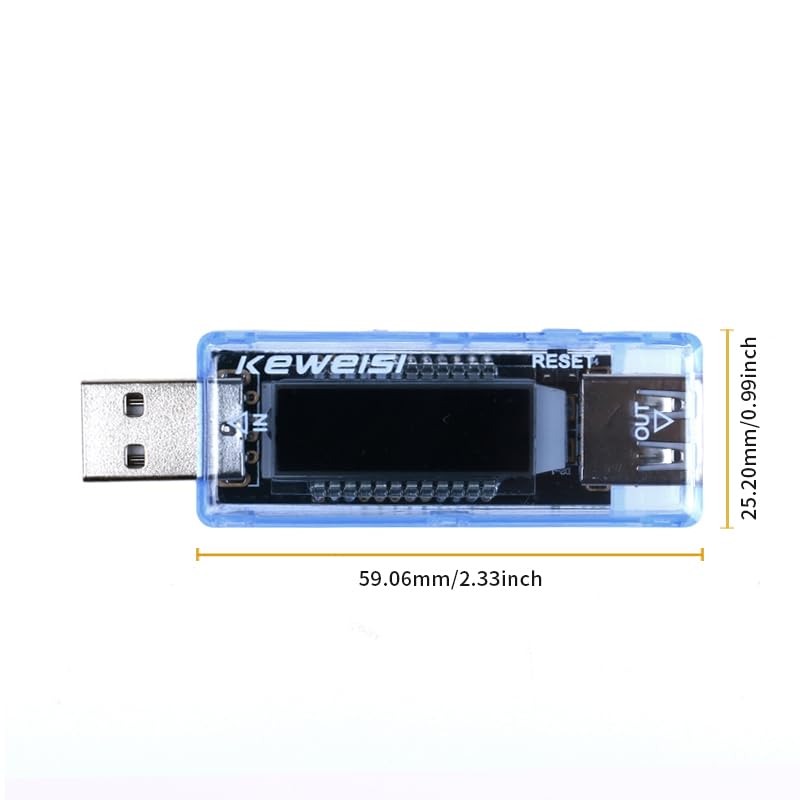 [Australia - AusPower] - KWS-V20 LCD USB Voltage Meter Charger Capacity Tester Meter 3-9V 0-3A Power Bank Tester Meter Current Voltage Doctor 