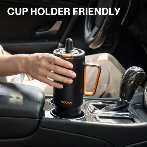 BABLOV 40oz Insulated Coffee Tumbler with Straw Travel Coffee Cup Foggy Tide